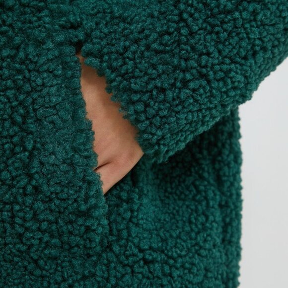 Noisy May Teddy Sherpa Fluffy Coat Emerald Green Soia Kyo - Picture 5 of 13